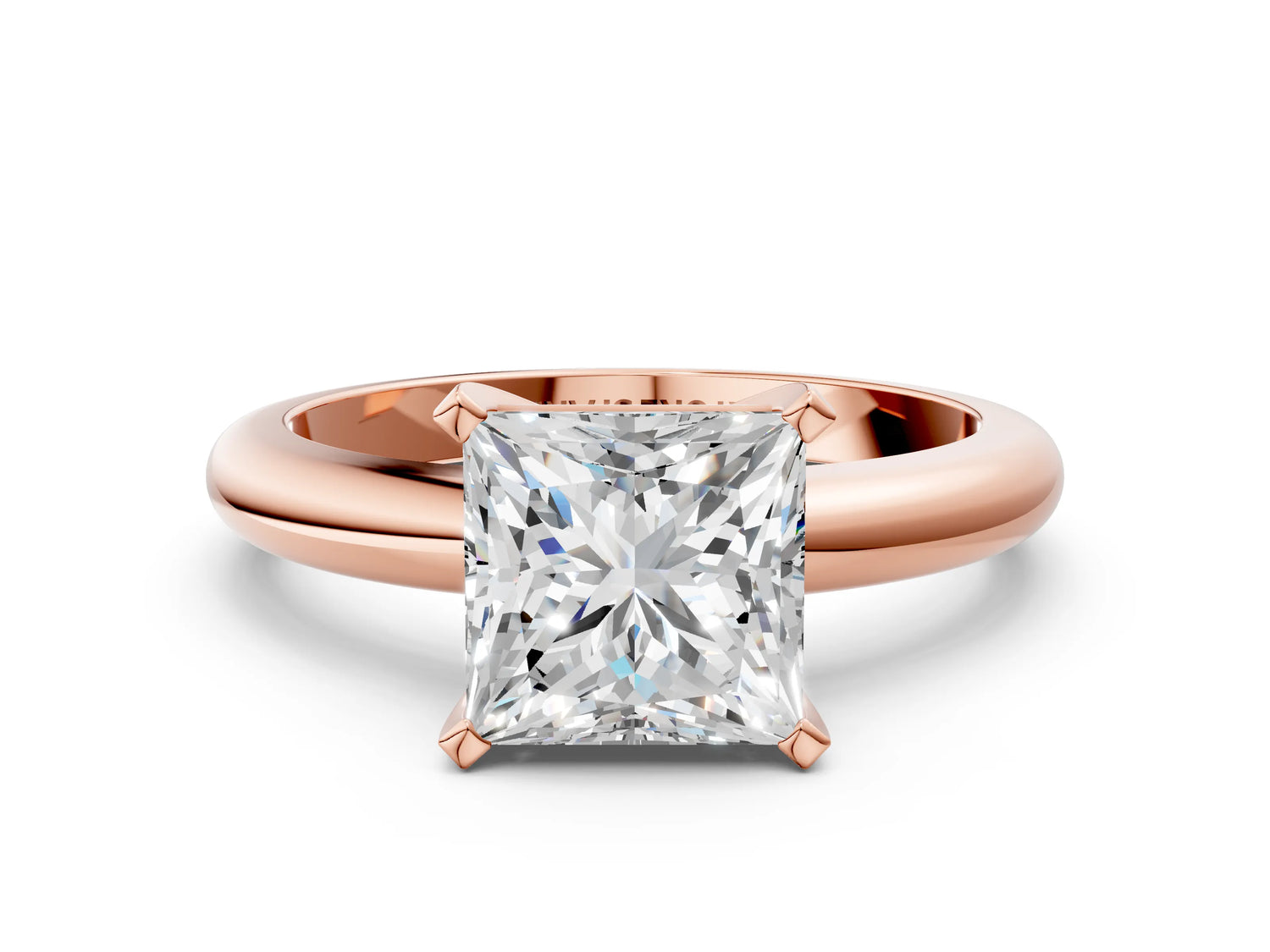 Princess Cut Diamond Solitaire Ring in Rose gold with Prong Setting and Rounded Band_18