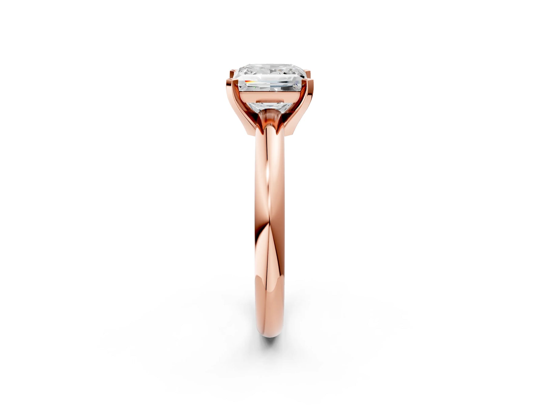 Princess Cut Diamond Solitaire Ring in Rose gold with Prong Setting and Rounded Band_20