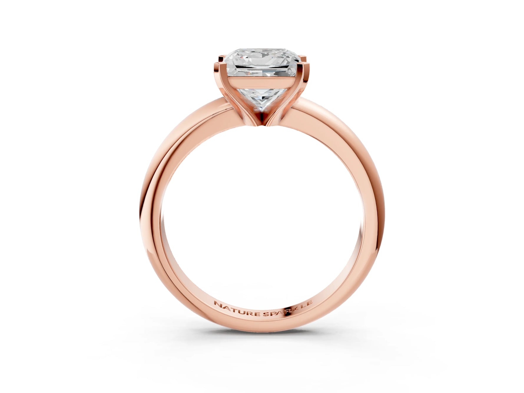 Princess Cut Diamond Solitaire Ring in Rose gold with Prong Setting and Rounded Band_21