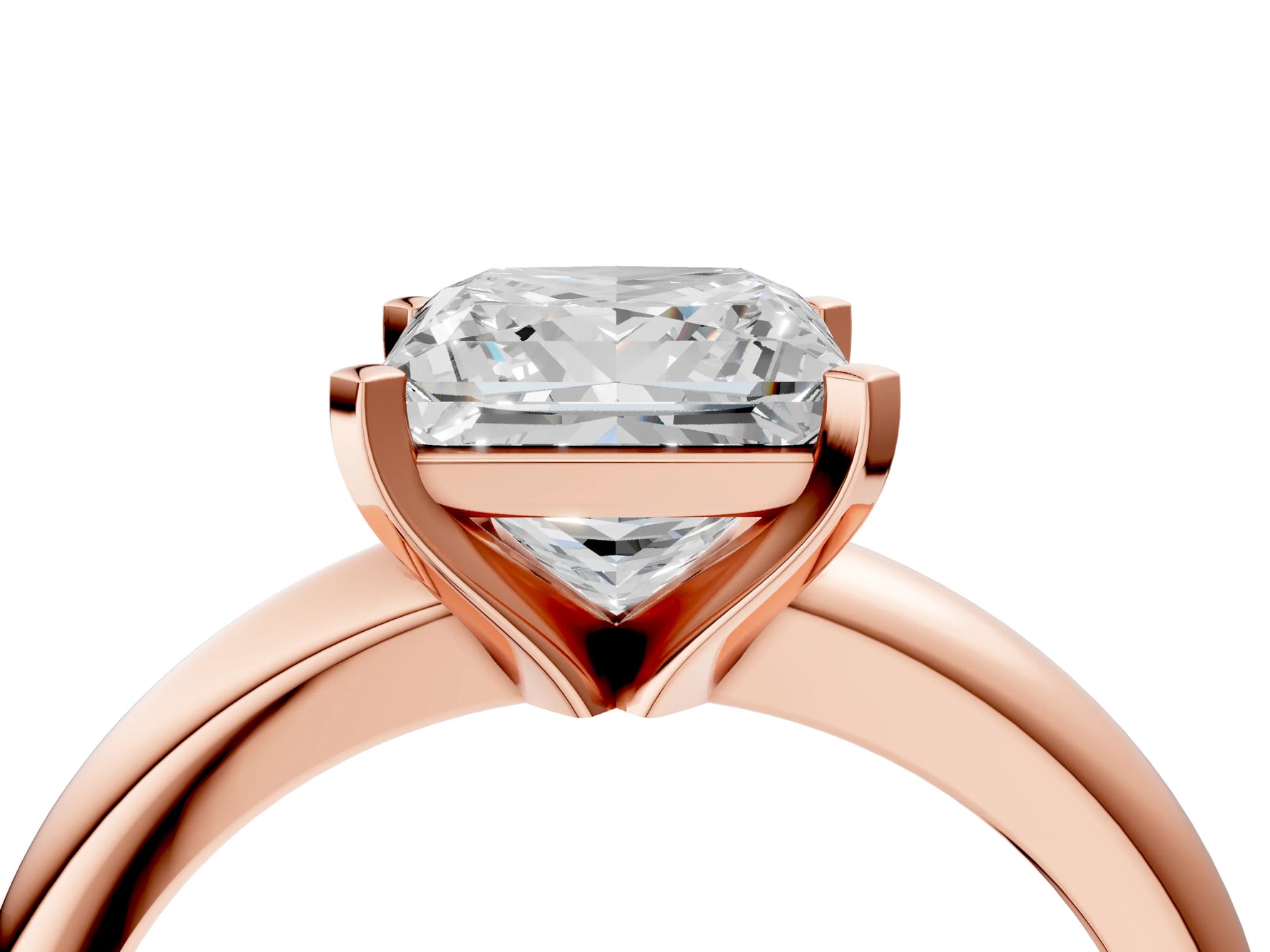 Princess Cut Diamond Solitaire Ring in Rose gold with Prong Setting and Rounded Band_22