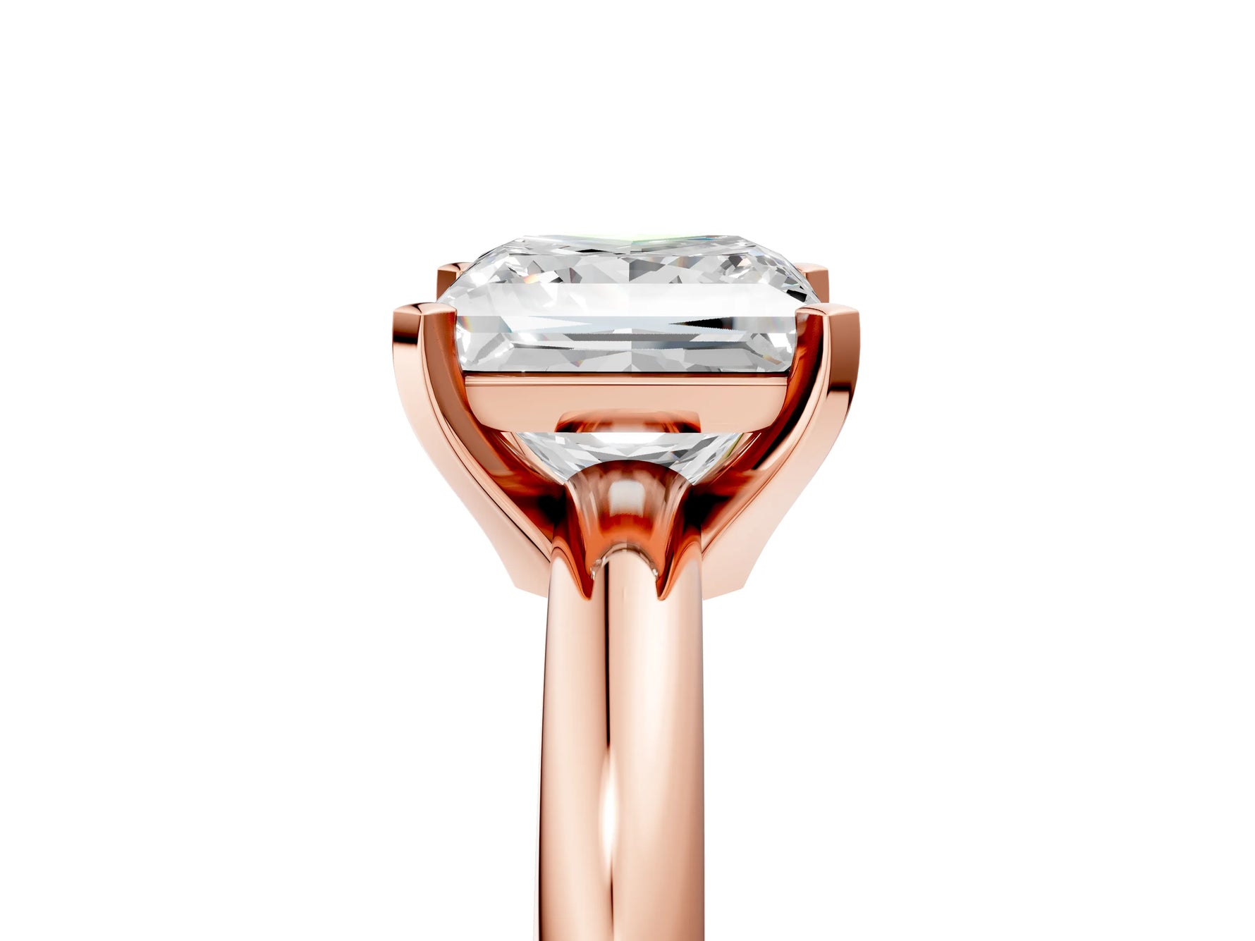 Princess Cut Diamond Solitaire Ring in Rose gold with Prong Setting and Rounded Band_23