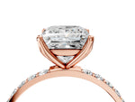 Princess Cut Diamond Solitaire Ring in Rose gold with Round Shared Prong Pavé Band_22