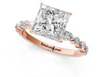 Princess Cut Diamond Solitaire Ring in Rose gold with Shared Prong Marquise and Round Side Stones_13