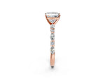 Princess Cut Diamond Solitaire Ring in Rose gold with Shared Prong Marquise and Round Side Stones_14