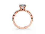 Princess Cut Diamond Solitaire Ring in Rose gold with Shared Prong Marquise and Round Side Stones_15