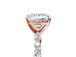 Princess Cut Diamond Solitaire Ring in Rose gold with Shared Prong Marquise and Round Side Stones_17