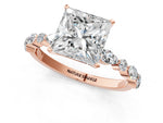Princess Cut Diamond Solitaire Ring in Rose gold with Shared Prong Marquise and Round Side Stones_37