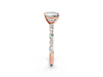 Princess Cut Diamond Solitaire Ring in Rose gold with Shared Prong Marquise and Round Side Stones_38