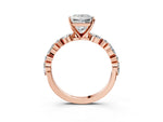 Princess Cut Diamond Solitaire Ring in Rose gold with Shared Prong Marquise and Round Side Stones_39