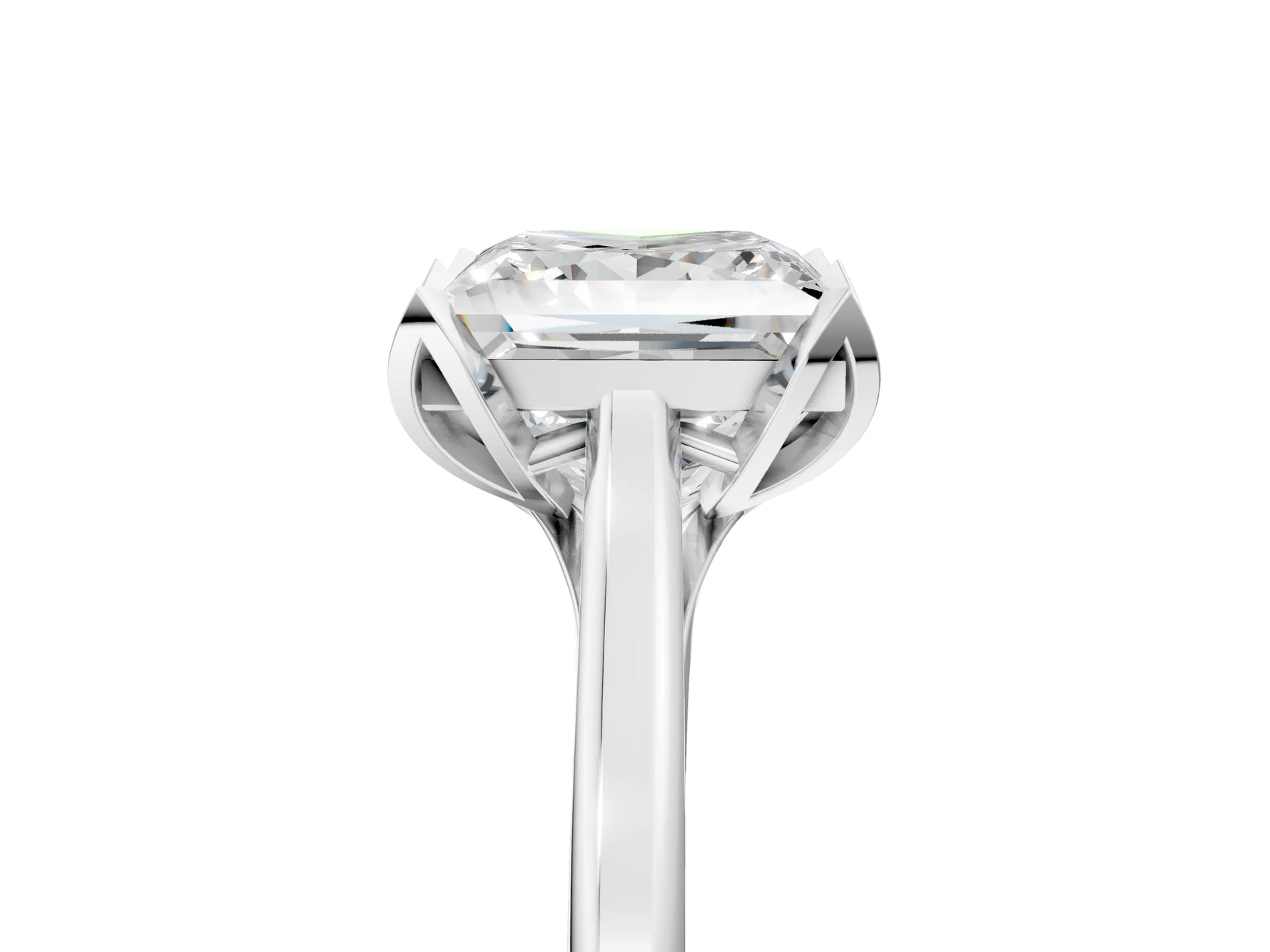 Princess Cut Diamond Solitaire Ring in White gold with Flower Prong Setting_11