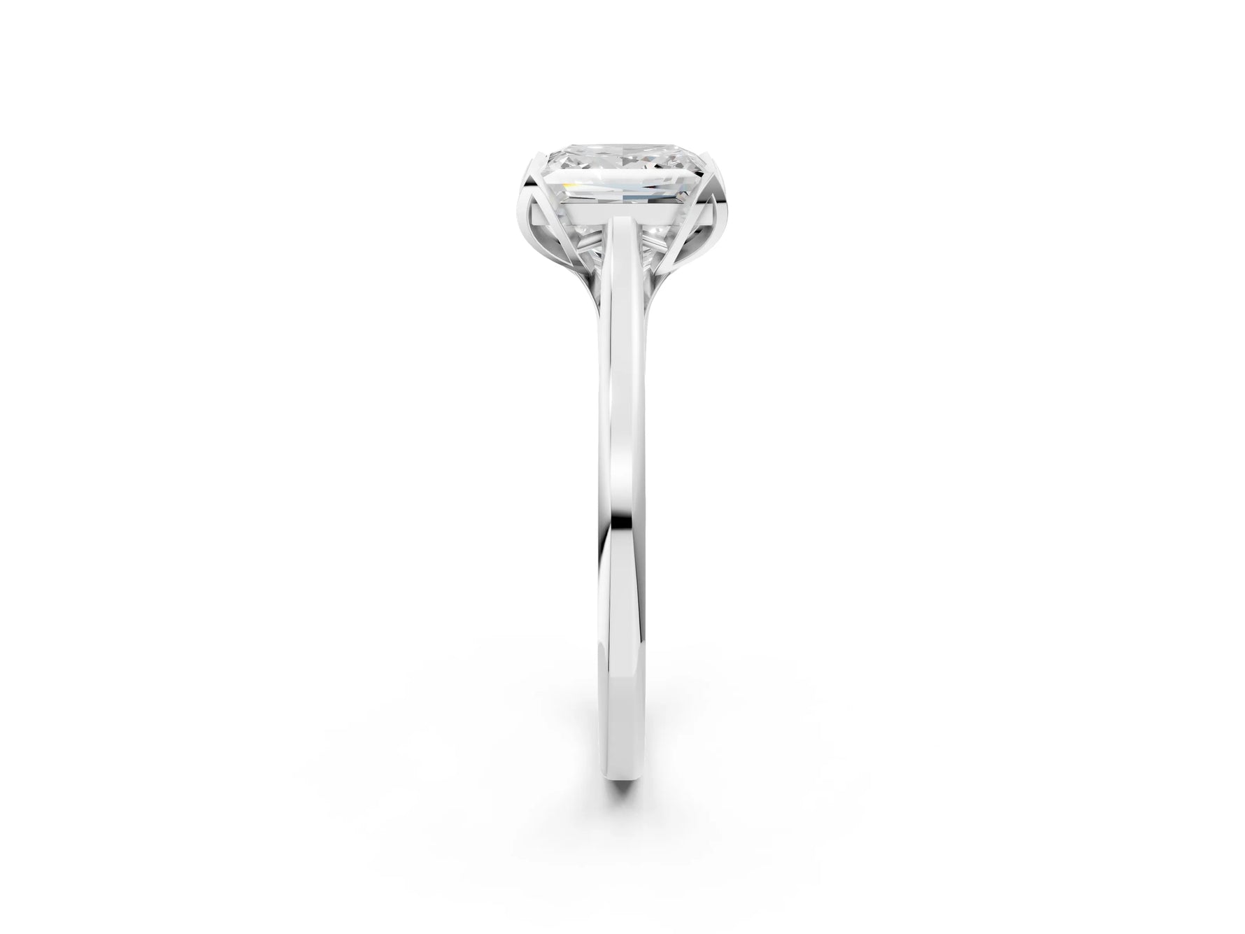 Princess Cut Diamond Solitaire Ring in White gold with Flower Prong Setting_8
