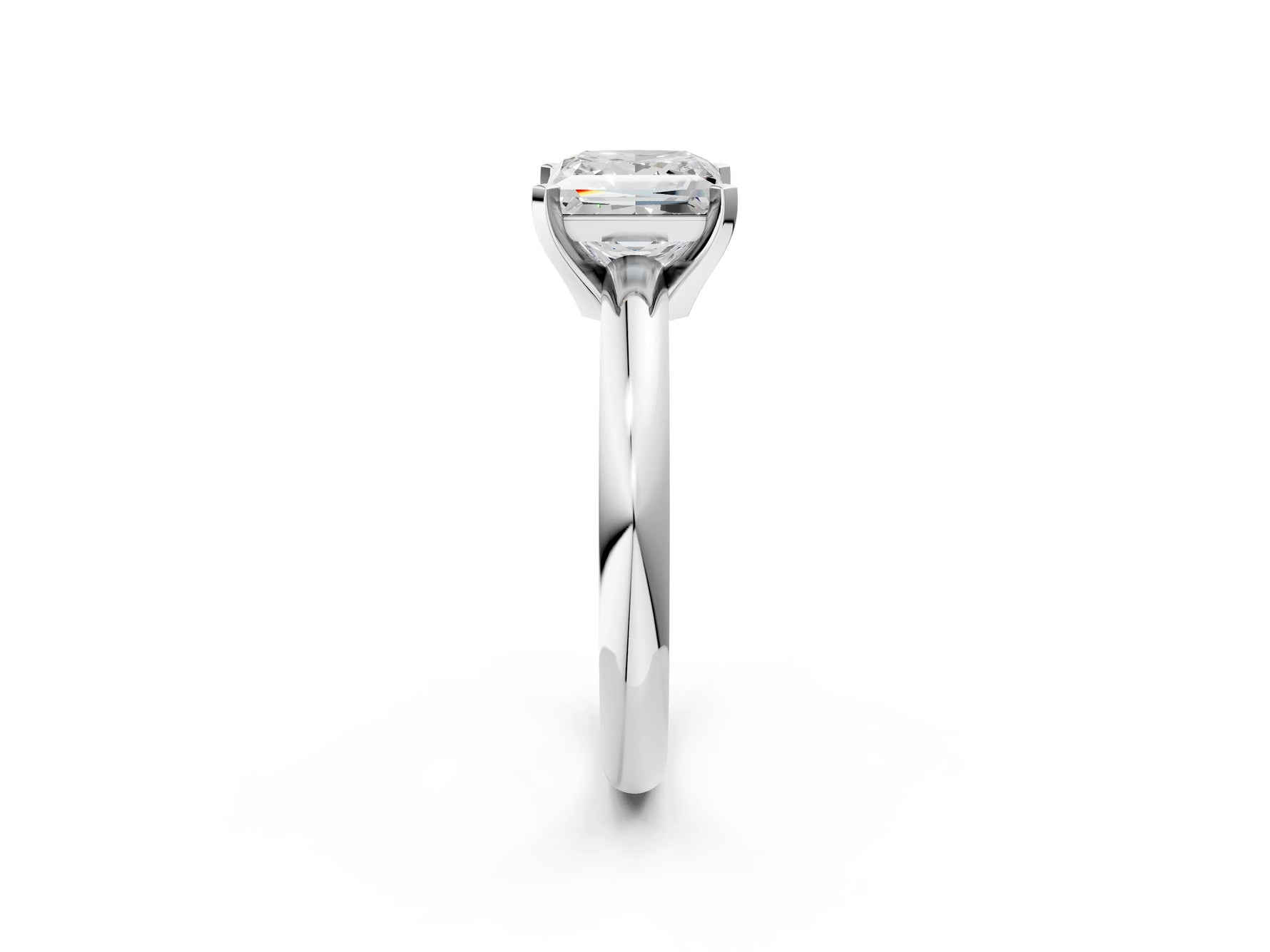 Princess Cut Diamond Solitaire Ring in White gold with Prong Setting and Rounded Band_20