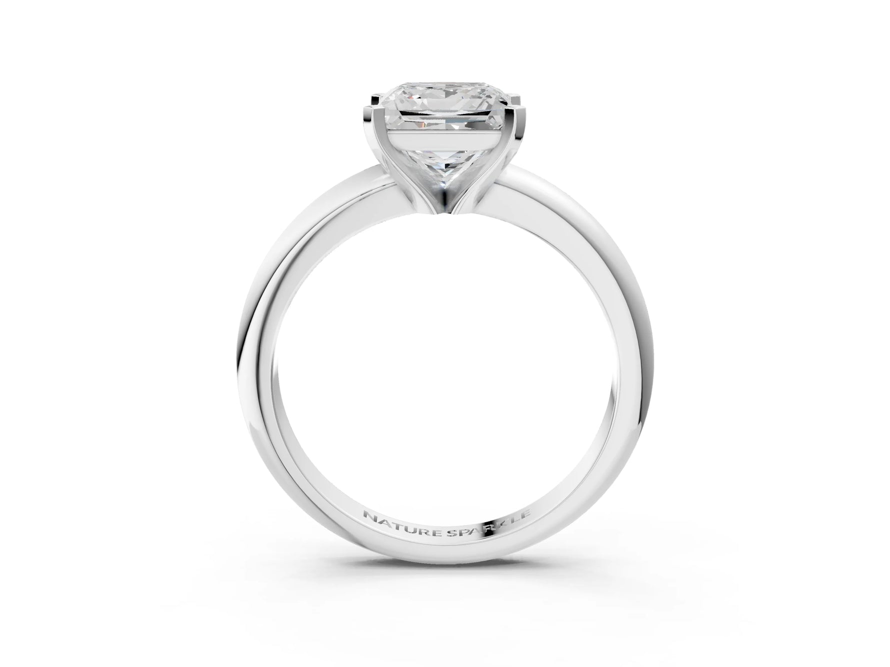 Princess Cut Diamond Solitaire Ring in White gold with Prong Setting and Rounded Band_21