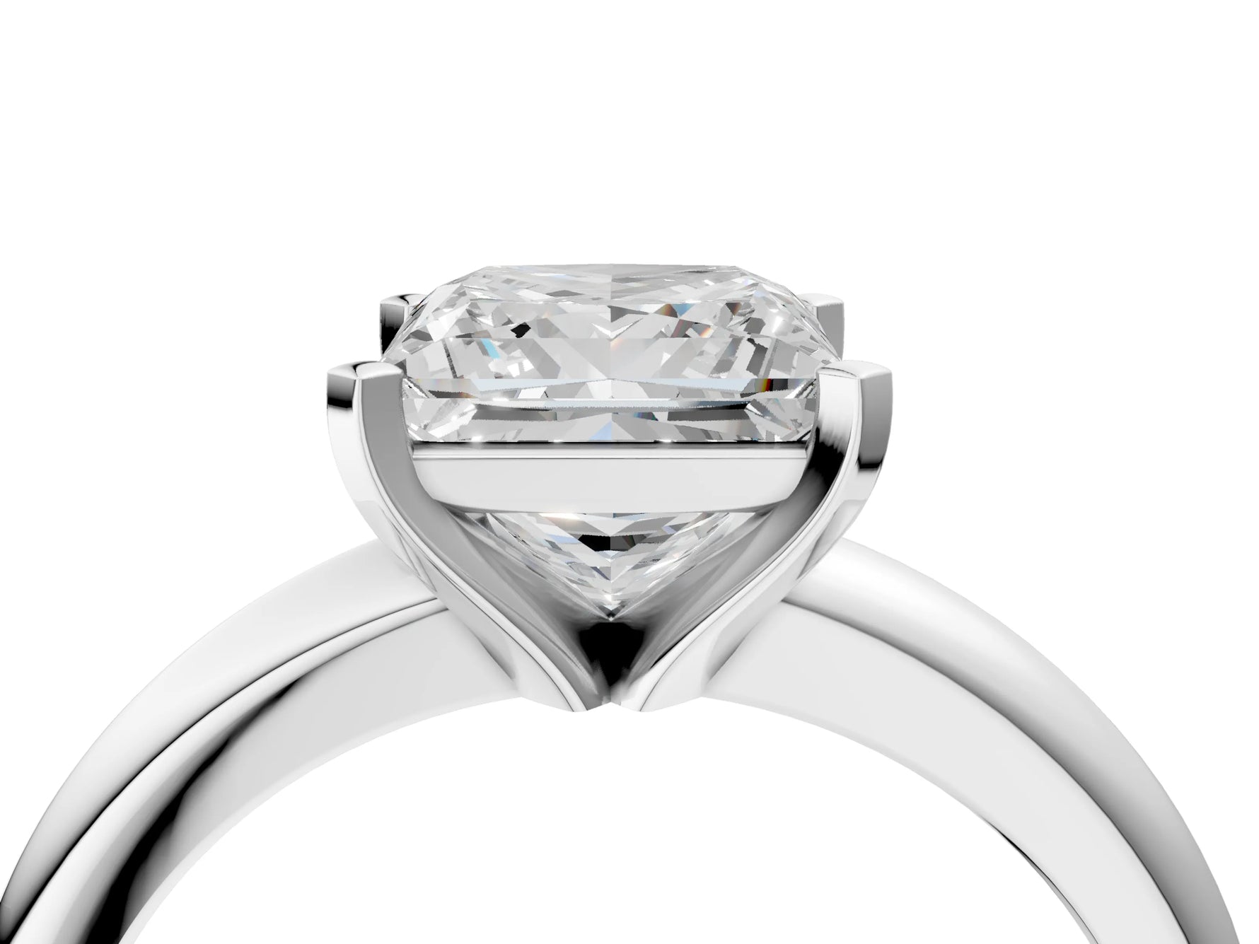 Princess Cut Diamond Solitaire Ring in White gold with Prong Setting and Rounded Band_22