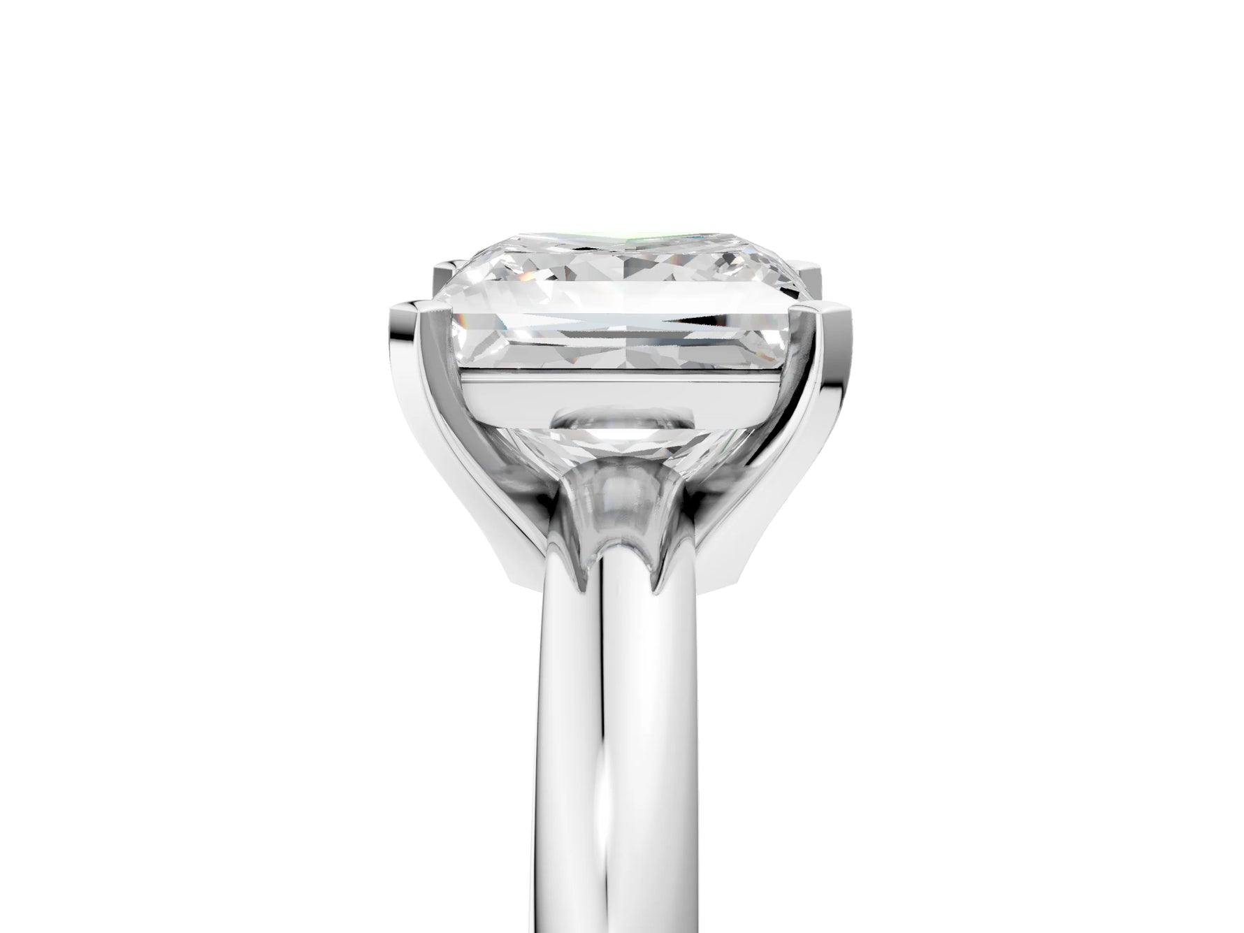 Princess Cut Diamond Solitaire Ring in White gold with Prong Setting and Rounded Band_23