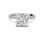 Princess Cut Diamond Solitaire Ring in White gold with Round Shared Prong Pavé Band_18