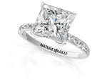 Princess Cut Diamond Solitaire Ring in White gold with Round Shared Prong Pavé Band_19