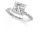 Princess Cut Diamond Solitaire Ring in White gold with Shared Prong Marquise and Round Side Stones_13
