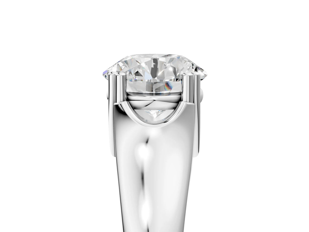 Princess Cut Diamond Solitaire Ring in White gold with Smooth Wide Band and Prong Setting_76