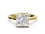 Princess Cut Diamond Solitaire Ring in Yellow gold with Flower Prong Setting_18