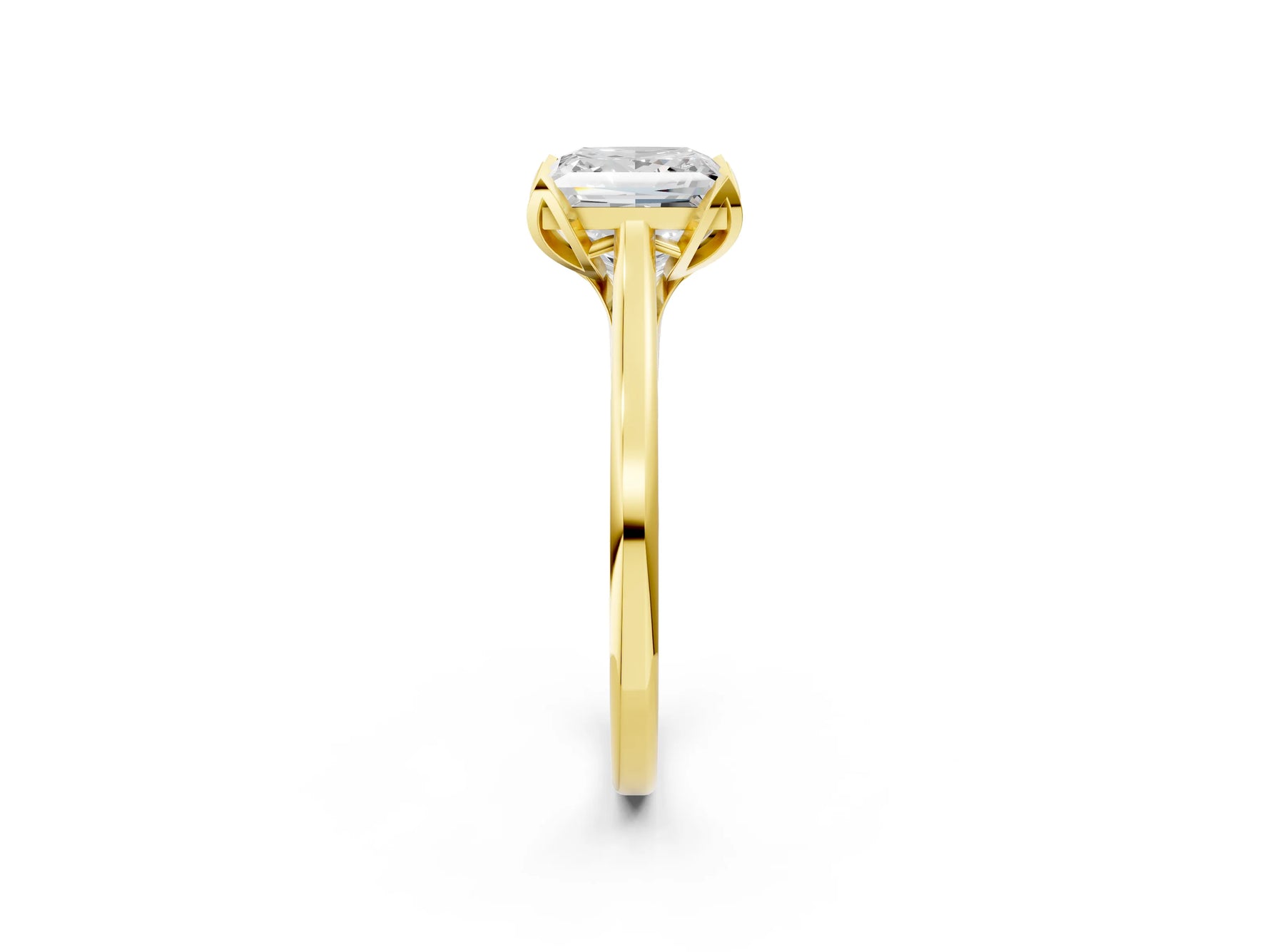 Princess Cut Diamond Solitaire Ring in Yellow gold with Flower Prong Setting_20