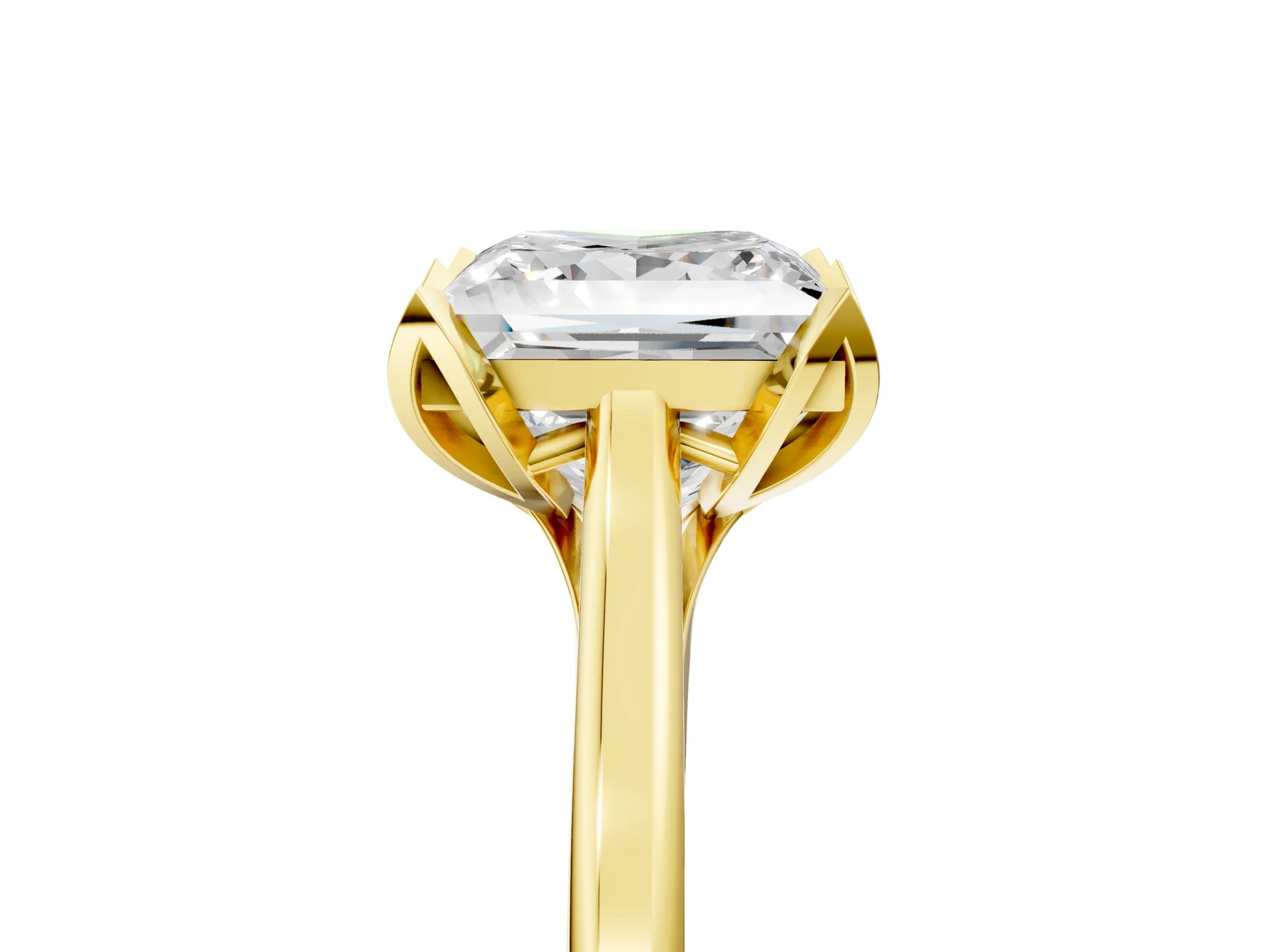 Princess Cut Diamond Solitaire Ring in Yellow gold with Flower Prong Setting_23