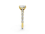 Princess Cut Diamond Solitaire Ring in Yellow gold with Pear and Round Cluster Band_14