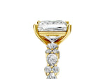 Princess Cut Diamond Solitaire Ring in Yellow gold with Pear and Round Cluster Band_17