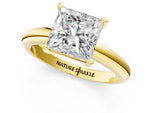 Princess Cut Diamond Solitaire Ring in Yellow gold with Prong Setting and Rounded Band_19