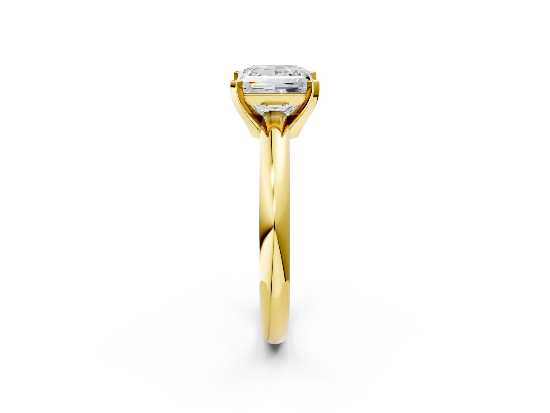 Princess Cut Diamond Solitaire Ring in Yellow gold with Prong Setting and Rounded Band_20