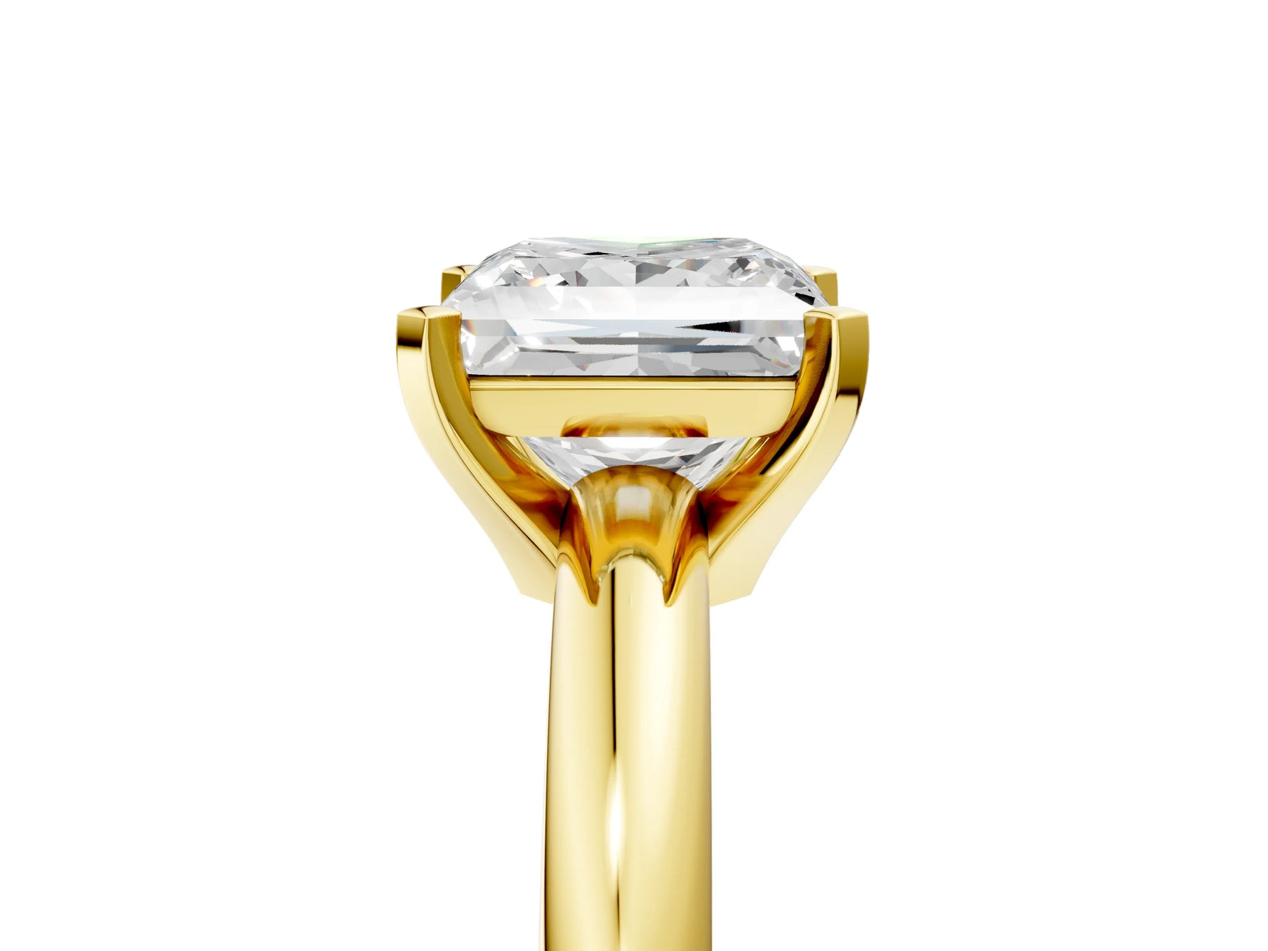 Princess Cut Diamond Solitaire Ring in Yellow gold with Prong Setting and Rounded Band_23