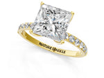 Princess Cut Diamond Solitaire Ring in Yellow gold with Round Shared Prong Pavé Band_19