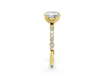 Princess Cut Diamond Solitaire Ring in Yellow gold with Round Shared Prong Pavé Band_20