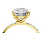 Princess Cut Diamond Solitaire Ring in Yellow gold with Round Shared Prong Pavé Band_22