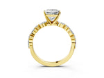 Princess Cut Diamond Solitaire Ring in Yellow gold with Shared Prong Marquise and Round Side Stones_15