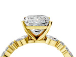 Princess Cut Diamond Solitaire Ring in Yellow gold with Shared Prong Marquise and Round Side Stones_16