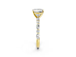 Princess Cut Diamond Solitaire Ring in Yellow gold with Shared Prong Marquise and Round Side Stones_38
