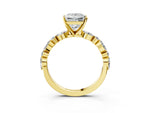 Princess Cut Diamond Solitaire Ring in Yellow gold with Shared Prong Marquise and Round Side Stones_39