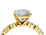 Princess Cut Diamond Solitaire Ring in Yellow gold with Shared Prong Marquise and Round Side Stones_40