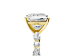 Princess Cut Diamond Solitaire Ring in Yellow gold with Shared Prong Marquise and Round Side Stones_41