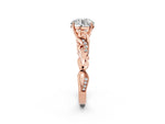 Princess Cut Diamond Solitaire Vine Band Ring in Rose gold with Milgrain Prong Setting_2