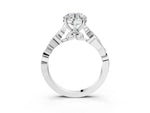 Princess Cut Diamond Solitaire Vine Band Ring in White gold with Milgrain Prong Setting_74