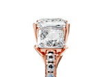 Princess Cut Diamond Trellis Three-Stone Engagement Ring in Rose gold with Round Side Stones_23
