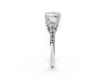 Princess Cut Diamond Trellis Three-Stone Engagement Ring in White gold with Round Side Stones_20