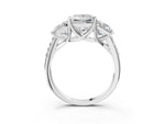 Princess Cut Diamond Trellis Three-Stone Engagement Ring in White gold with Round Side Stones_21