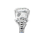 Princess Cut Diamond Trellis Three-Stone Engagement Ring in White gold with Round Side Stones_23