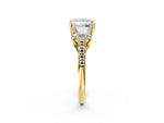 Princess Cut Diamond Trellis Three-Stone Engagement Ring in Yellow gold with Round Side Stones_20