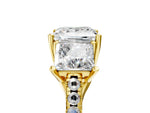 Princess Cut Diamond Trellis Three-Stone Engagement Ring in Yellow gold with Round Side Stones_23