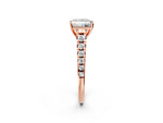 Princess Cut Diamond Vintage Scroll Solitaire Ring in Rose gold with Graduated Round Side Stones_14
