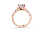 Princess Cut Diamond Vintage Scroll Solitaire Ring in Rose gold with Graduated Round Side Stones_15